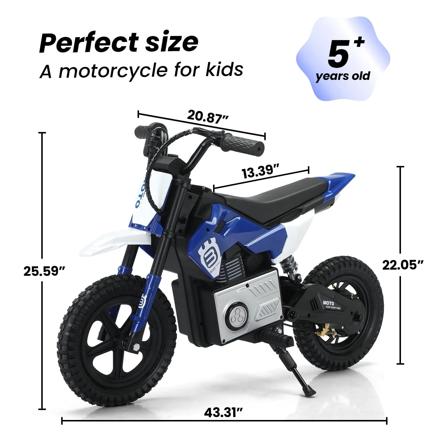 Track 7 24V Ride on Motorcycle, 200W Motocross Electric Dirt Bike with Hand Operated Brakes, Adjustable Speed, LED Lamp, Music, Max Speed 10mph, Electric Motorcycle for Kids Age 5 , Red