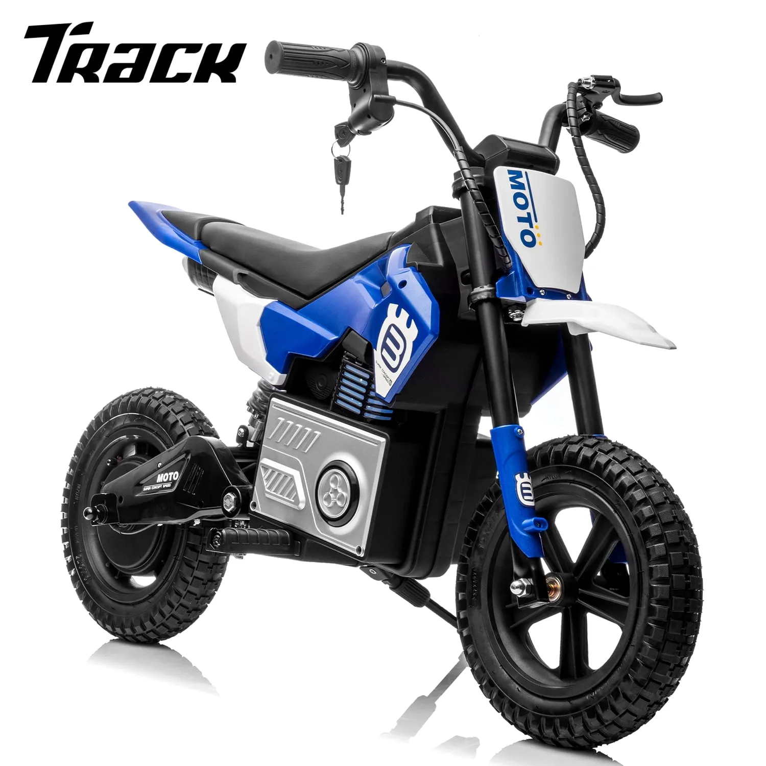 Track 7 24V Ride on Motorcycle, 200W Motocross Electric Dirt Bike with Hand Operated Brakes, Adjustable Speed, LED Lamp, Music, Max Speed 10mph, Electric Motorcycle for Kids Age 5 , Red