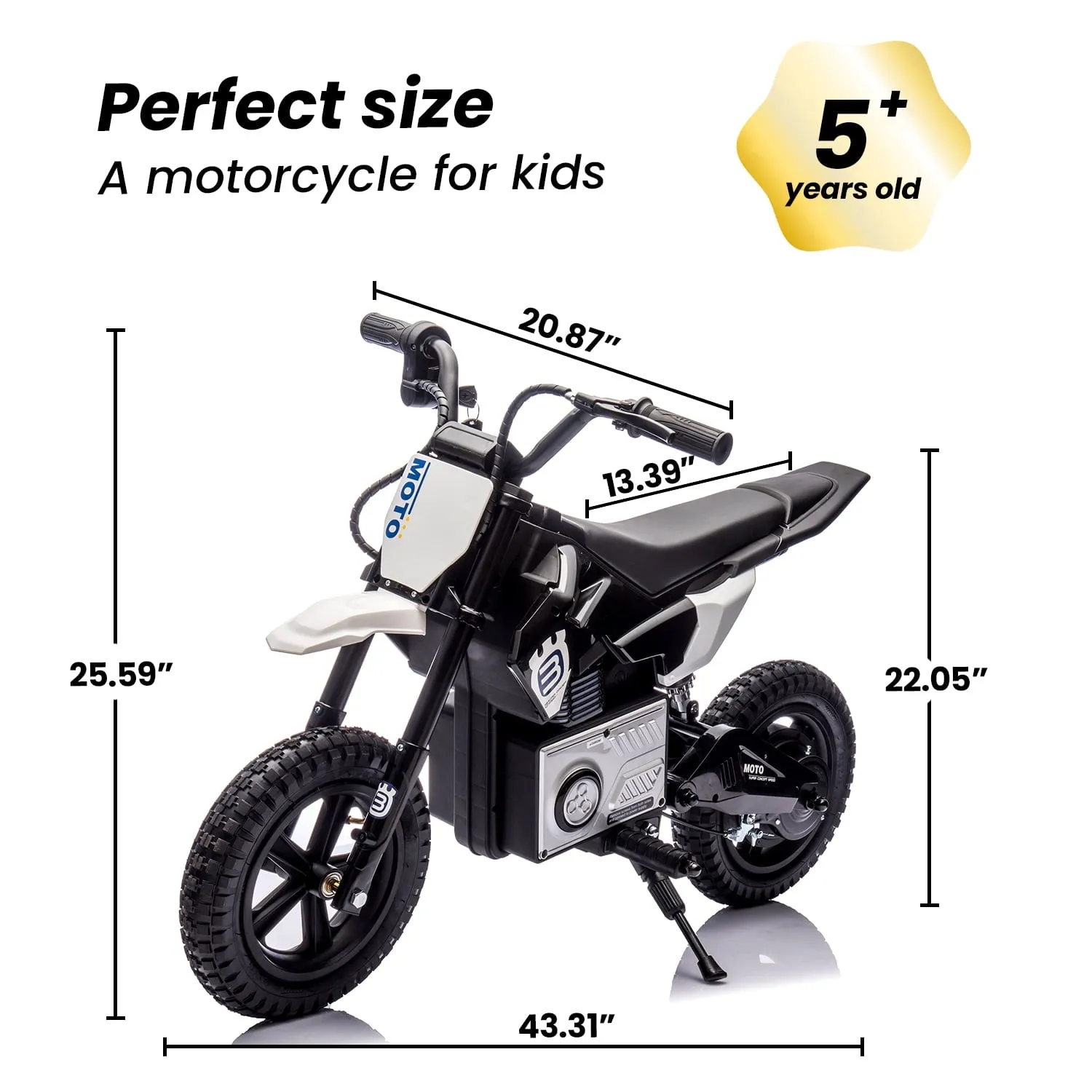 Track 7 24V Ride on Motorcycle, 200W Motocross Electric Dirt Bike with Hand Operated Brakes, Adjustable Speed, LED Lamp, Music, Max Speed 10mph, Electric Motorcycle for Kids Age 5 , Red