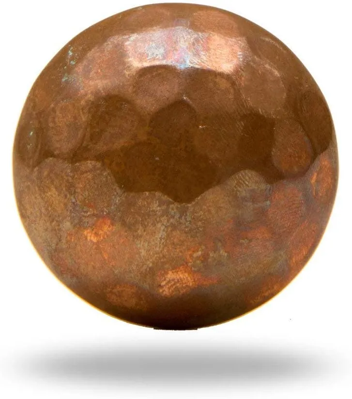 TRINCA-FERRO Round Hammerbeat Design Copper Bronze Metal Cabinet Knobs - Set of 6 for Cabinets, Dressers, Closets - Kitchen, Bedroom, Bathroom