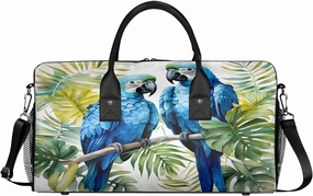 Tropical Birds Parrot Travel Duffle Bag for Women Men Foldable Waterproof Weekender Bag Carry on Tote for Overnight Sports Gym Parrots Flowers Leaves