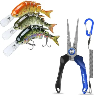 TRUSCEND Fishing Lures for Freshwater and Saltwater, Lockable Handy Fishing Pliers with Innovative Ergonomic Handle, Suitable to Split Rings on 6#~1/0# Hooks, Must-Have for Family Fishing Gear