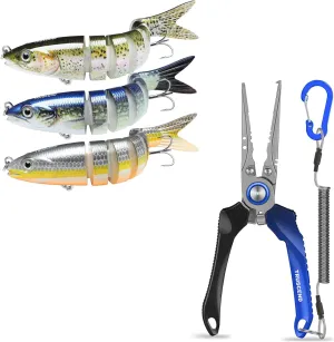 TRUSCEND Fishing Lures for Freshwater and Saltwater, Slow Sinking Bass Fishing Lure, Lockable Handy Fishing Pliers with Ergonomic Handle, Resistant Fishing Tool, Must-Have for Family Fishing Gear