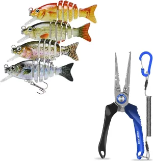 TRUSCEND Fishing Lures for Freshwater and Saltwater, Slow Sinking Bass Fishing Lure, Lockable Handy Fishing Pliers with Innovative Ergonomic Handle, Amazing Fishing Gifts for Men