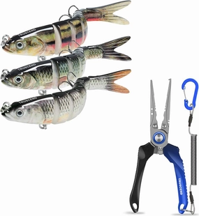 TRUSCEND Fishing Lures for Freshwater and Saltwater, Lockable Handy Fishing Pliers with Innovative Ergonomic Handle, Corrosion Resistant Fishing Tool, Must-Have for Family Fishing Gear