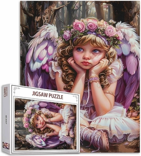 Tucocoo Little Angel with Wings Jigsaw Puzzle 1000 Pieces Puzzles for Adults, Cute Girl Forest Realistic Art Puzzles for Challenging Family Activity Games DIY Craft Puzzle for Home Wall Decor Gifts