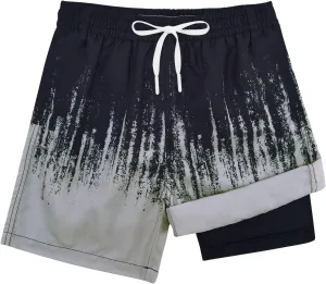 TUONROAD Boys Swim Trunks with Compression Liner Quick Dry Board Shorts with Boxer Brief Lined Bathing Suit 8-20 Years