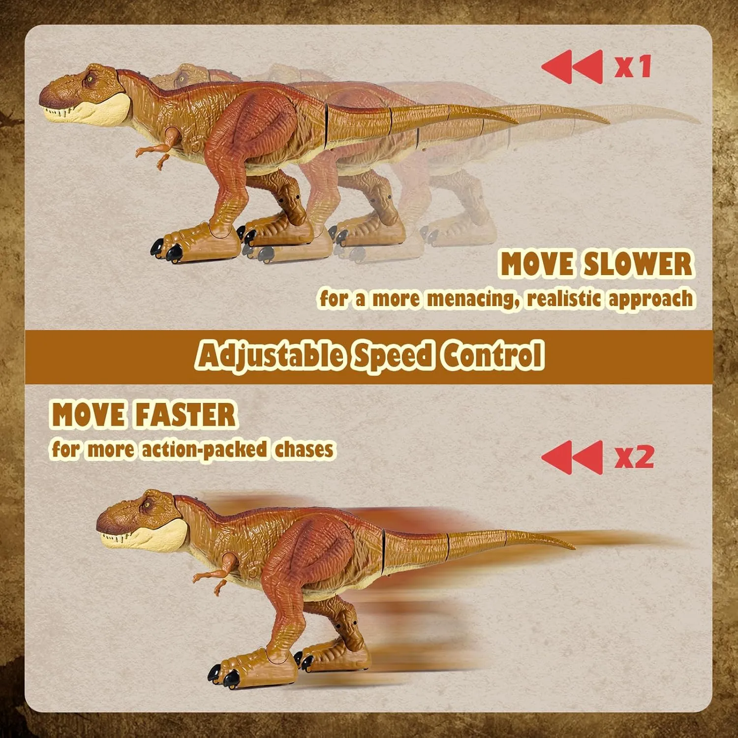 Tyrannosaurus Remote Control Dinosaur Toys for Kids 3-12, Adjustable Speed T Rex Toys with Mist Spray, Light & Roar, RC Robot Dinosaur Christmas, Birthday Gifts for Boys Girls（Brown）