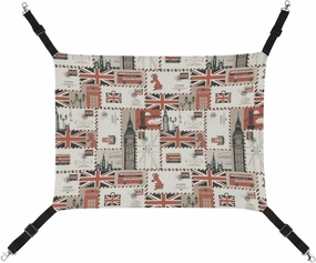 UK and London Theme Cat Hanging Hammock Soft Breathable Pet Cage Dog Hammock with Adjustable Straps and Metal Hooks
