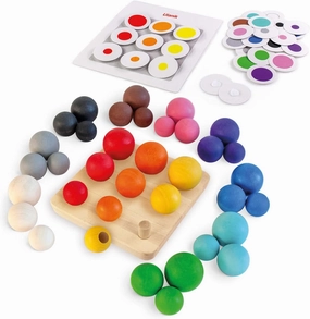 Ulanik Balls on Board Toddler Montessori Toys for 3 Year Old   Kids Wooden Peg Sorter Game for Learning Color Sorting and Counting Preschool Education — 36 pcs