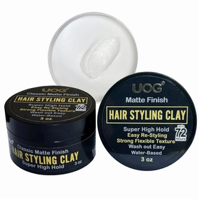 UOG Hair Styling Clay – High Hold, Matte Finish, Non-Greasy & Re-Stylable | Flexible & Easy to Wash Out for a Natural Look | Anti-Dandruff Formula for Healthy Hair | 3 oz
