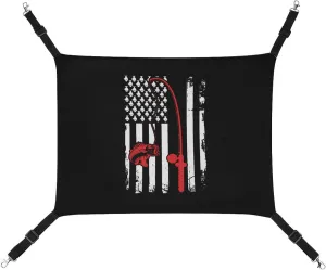 USA BassfishingFlag Cat Hanging Hammock Soft Breathable Pet Cage Dog Hammock with Adjustable Straps and Metal Hooks