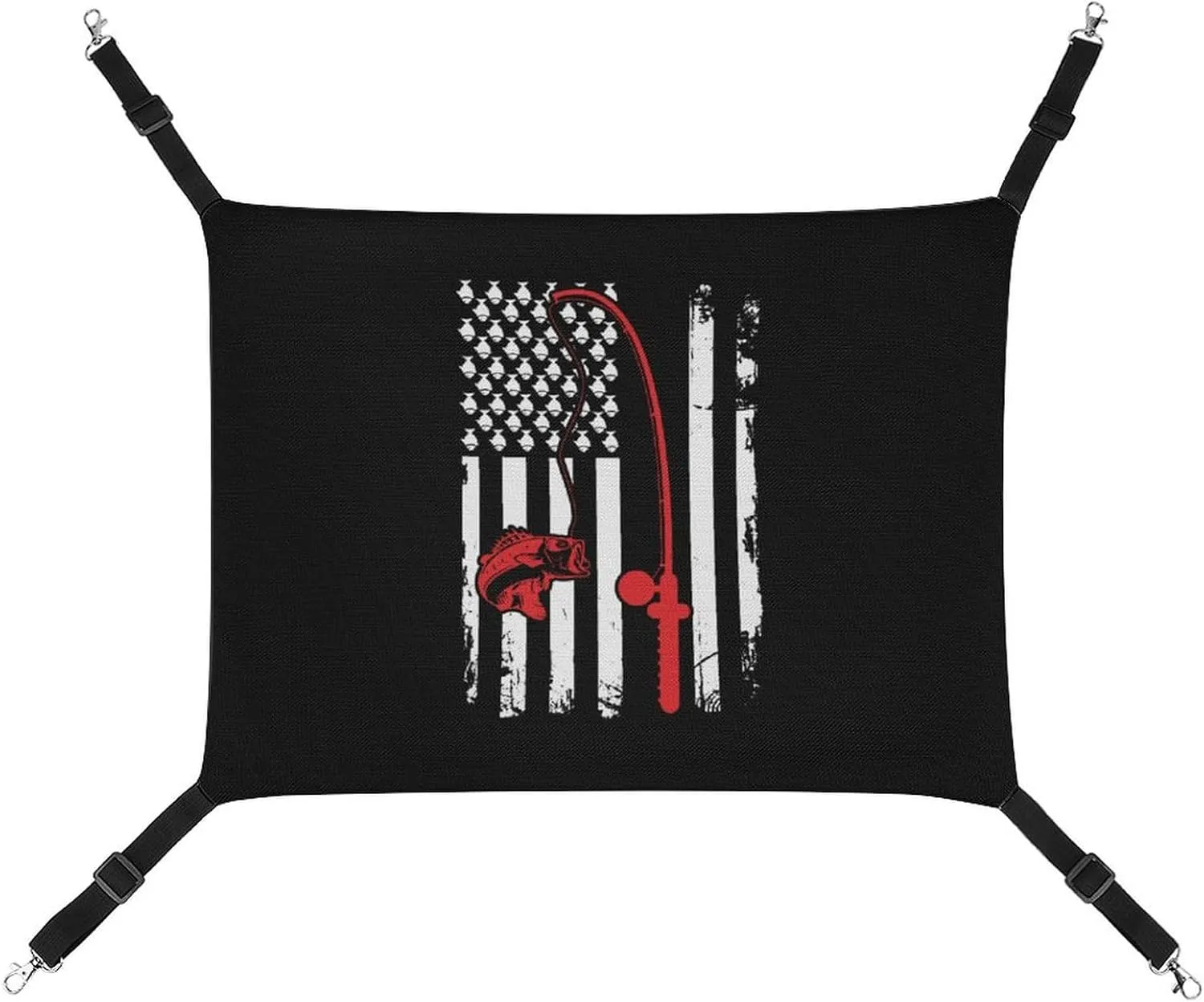 USA BassfishingFlag Cat Hanging Hammock Soft Breathable Pet Cage Dog Hammock with Adjustable Straps and Metal Hooks