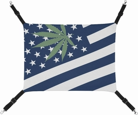 USA Weed Flag Cat Hanging Hammock Soft Breathable Pet Cage Dog Hammock with Adjustable Straps and Metal Hooks