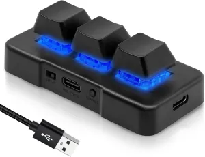 USB Mechanical Gaming Keyboard 3 Key Mini Keypad Customize Programmable Macro Keyboard OSU Keypad One Key Control Combo with RGB Backlit for PC Video Game Office Work Sheet Music,HID