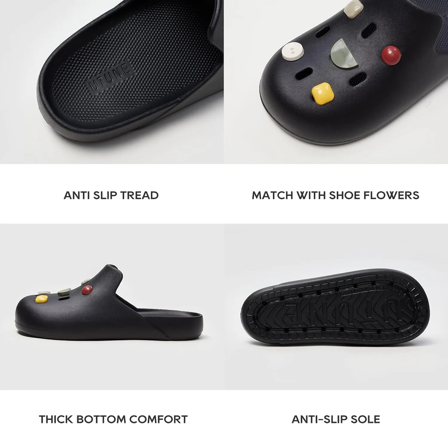 utune Cute Platform Clogs for Women Summer Garden Shoes Men Beach Pool Sandals House Slippers Bathroom Water Shoes Thick Sole Non Slip Clogs Slippers
