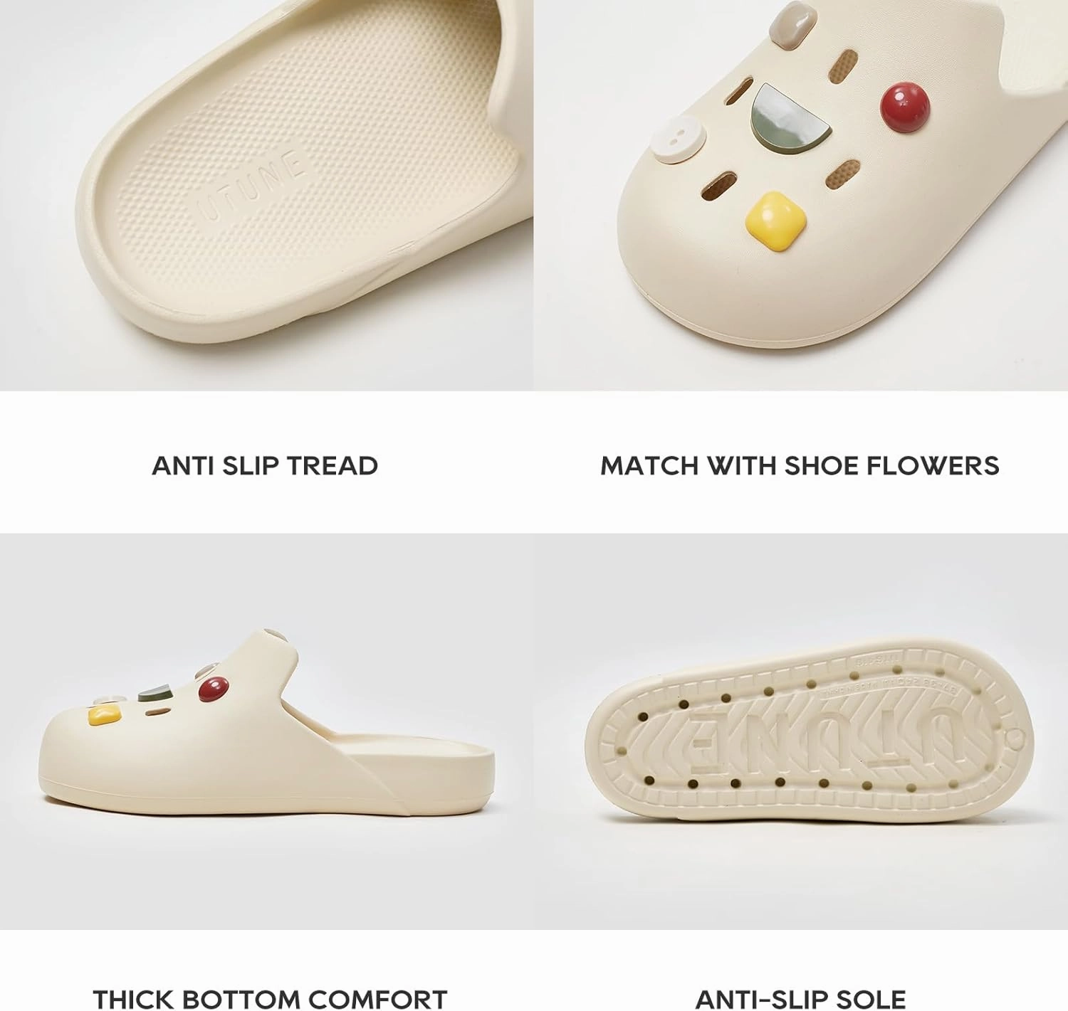 utune Cute Platform Clogs for Women Summer Garden Shoes Men Beach Pool Sandals House Slippers Bathroom Water Shoes Thick Sole Non Slip Clogs Slippers