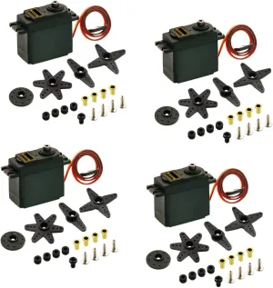 V TELESKY 4Pcs Micro Servo Motor MG995 180° Metal Gear High Speed Torque Servo for Smart Car, Robot, Boat Arm, RC Helicopter, DIY