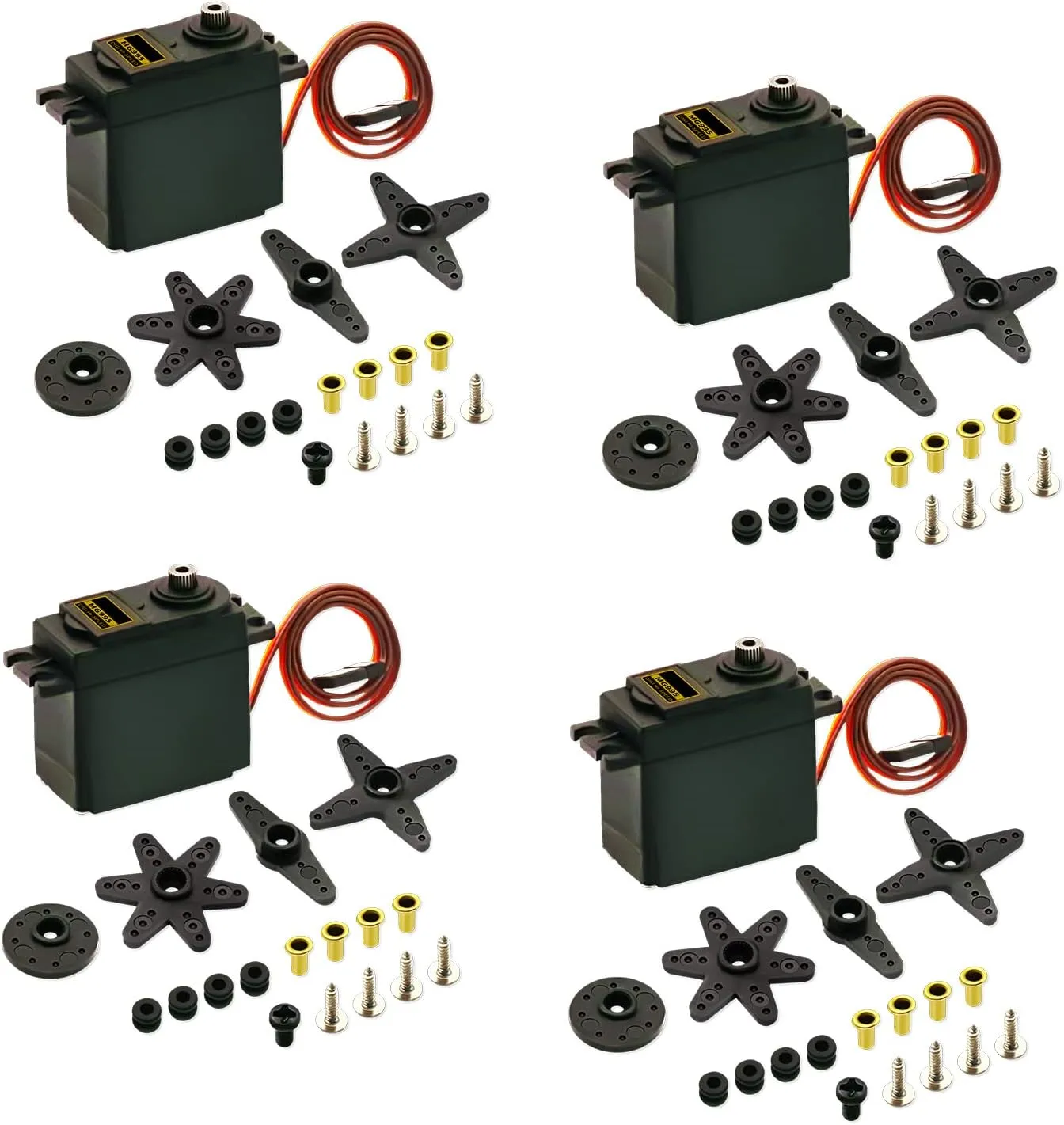 V TELESKY 4Pcs Micro Servo Motor MG995 180° Metal Gear High Speed Torque Servo for Smart Car, Robot, Boat Arm, RC Helicopter, DIY