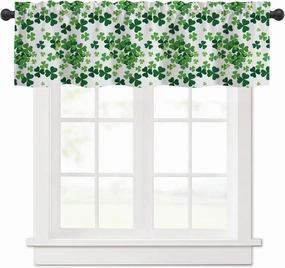 Valance Curtains for Windows,St. Patrick's Day Green Clovers Semi Sheer Curtain Valance,Short Rod Pocket Window Treatment,Window Valance Curtains for Kitchen Living Room Bedroom Windows 54"x18"