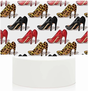 Valentine's Day High Heels Acrylic Plug-in Night Light Lamp, Adjustable 3 Colors LED with ABS Base, Modern Woman Decorative for Bedroom Living Room Bar Tabletop