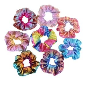 VALICLUD 24pcs Metallic Rainbow Cloth Hair Ties Stretch Hair Bands for Women and Chic Ponytail Holders Blue Brown Yellow Green Rose Red present for Everyday Wear