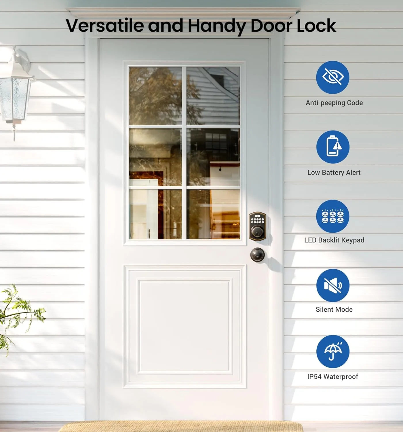 Veise Keyless Entry Door Lock with 2 Knobs, Electronic Backlit Keypad Deadbolt with Handle Set, Auto Lock, One-time Codes, Smart Deadbolt for Front Door, Easy Installation, Oil-Rubbed Bronze