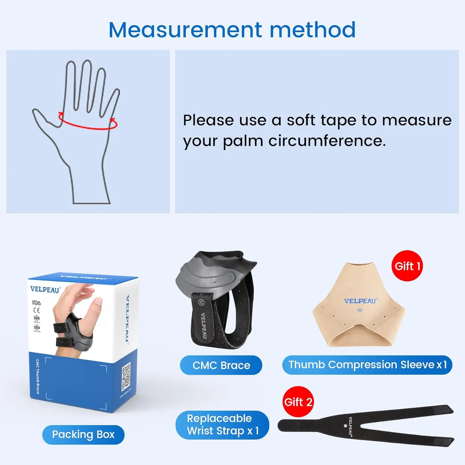 Velpeau CMC Thumb Brace for Osteoarthritis - with Shape-memory Restriction Splint, CMC Joint Stabilizer, Basal Thumb Arthritis Pain Relief and Support for Women and Men (Black, Left Hand, Medium)
