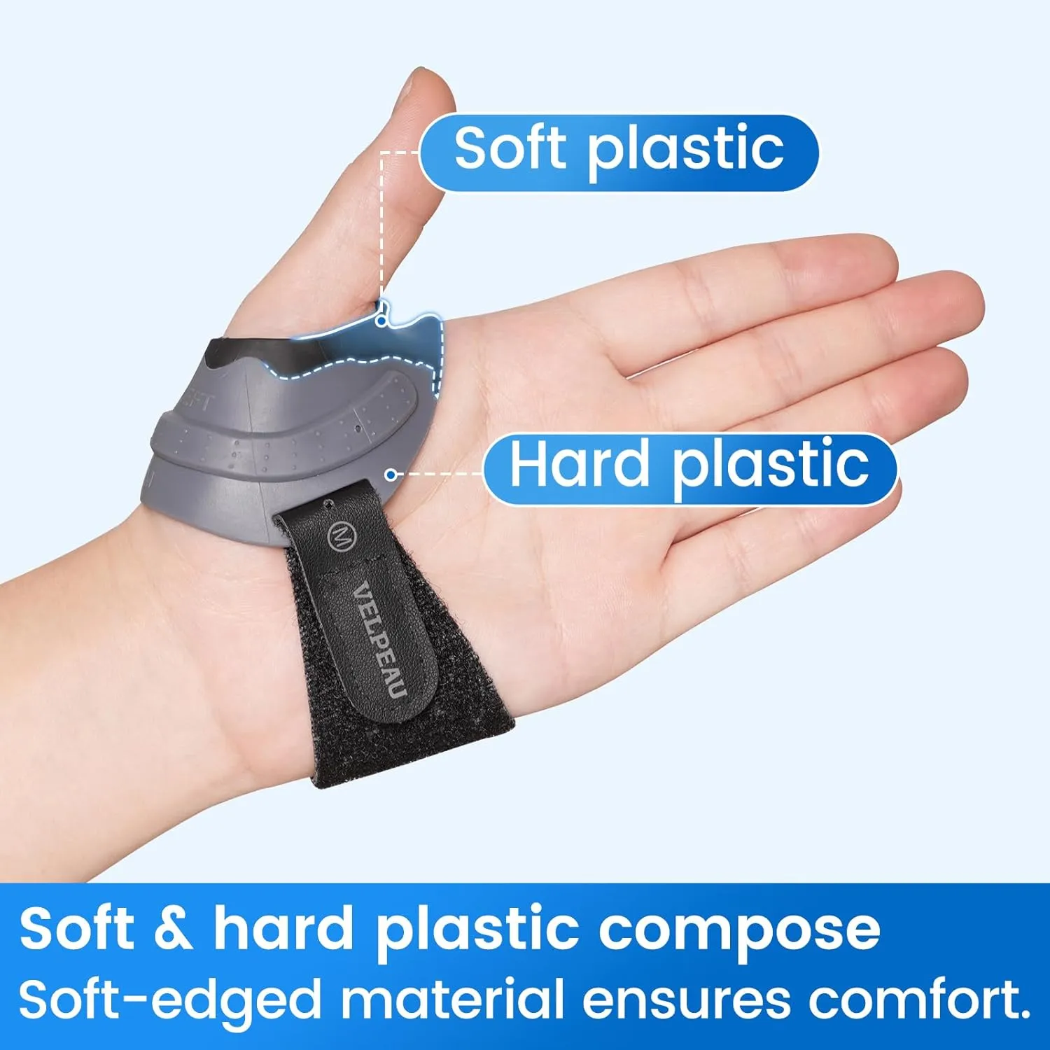 Velpeau CMC Thumb Brace for Osteoarthritis - with Shape-memory Restriction Splint, CMC Joint Stabilizer, Basal Thumb Arthritis Pain Relief and Support for Women and Men (Black, Left Hand, Medium)