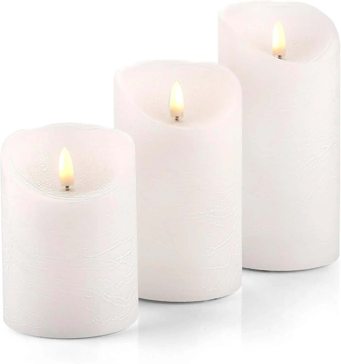 VENTA Flickering Flameless Candles with Remote Control - Led Candles Battery Operated - Battery Operated Candle for Decoration Table, Timer & Dimmer Features, Set - 3Pcs (4",5",6") (White)