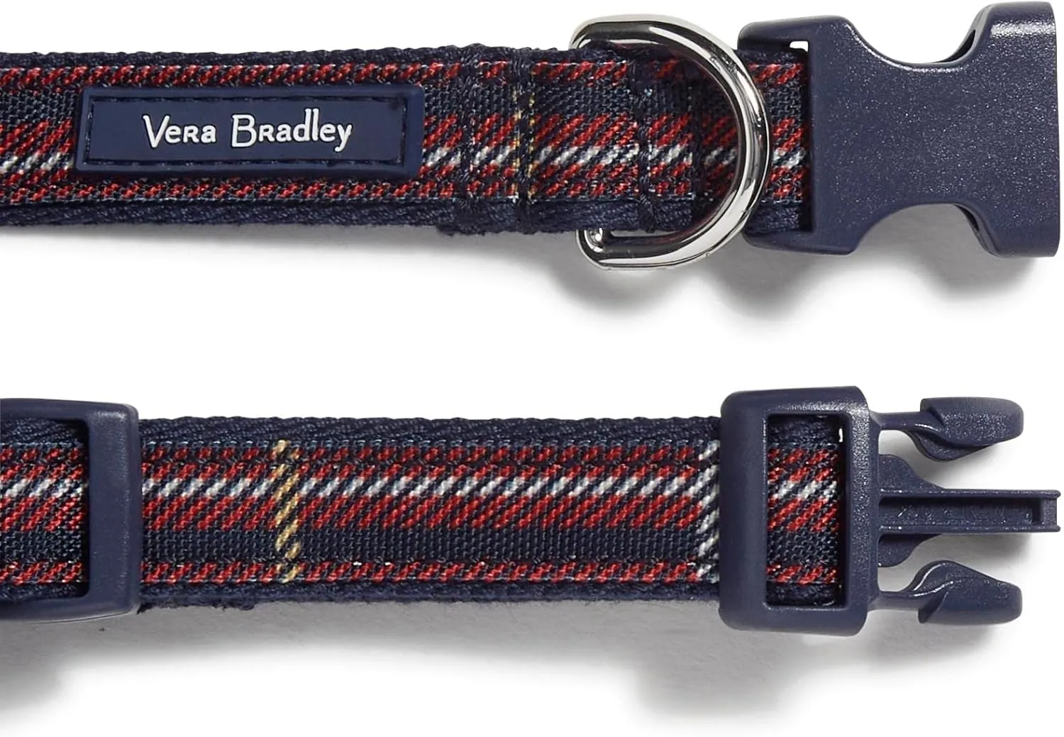 Vera Bradley Women's Recycled Lighten Up Water-repellent Adjustable Pet Collar, Tartan Plaid, Medium