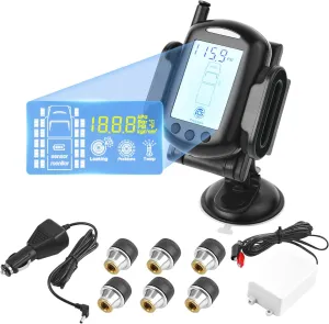 VEVOR RV Tire Pressure Monitoring System Monitor up to 22 Tires, TPMS RV Tire Pressure Real-time, with 6 Sensors, 7 Alarm Modes, 1 Signal Booster, Waterproof 0-199 PSI
