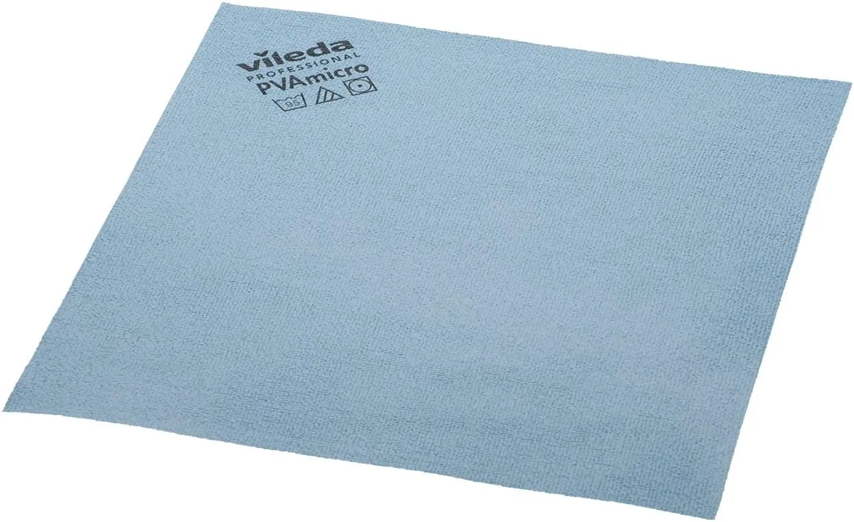 Vileda Professional | PVA Microfiber Cloth | All Purpose Cleaning Shammy | Synthetic Chamois Towel | Smooth & Absorbent Materials | 5 Pack Blue