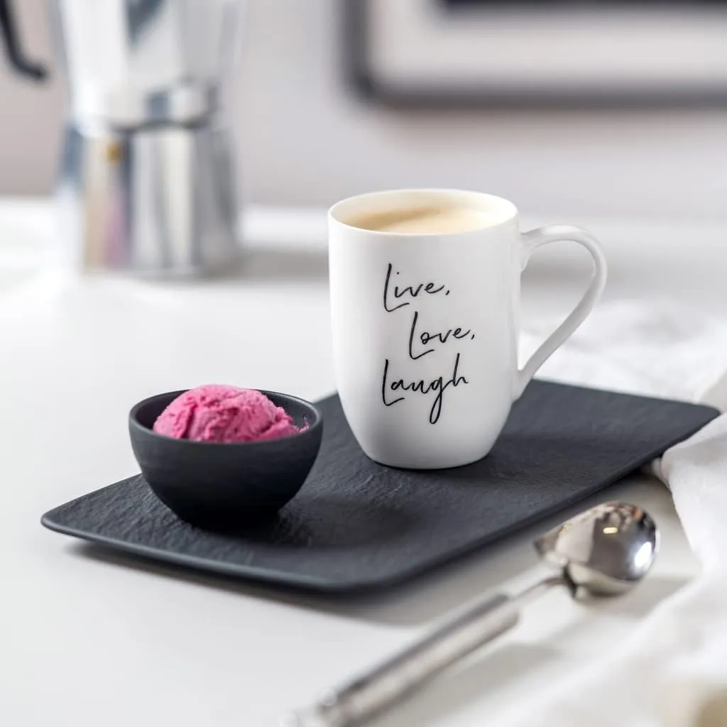 Villeroy & Boch Manufacture Rock Rectangular Serving, Beautifully Shaped Presentation, Premium Porcelain, Dishwasher Safe, Black