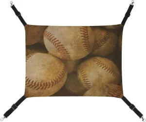 Vintage Baseball Cat Hanging Hammock Soft Breathable Pet Cage Dog Hammock with Adjustable Straps and Metal Hooks