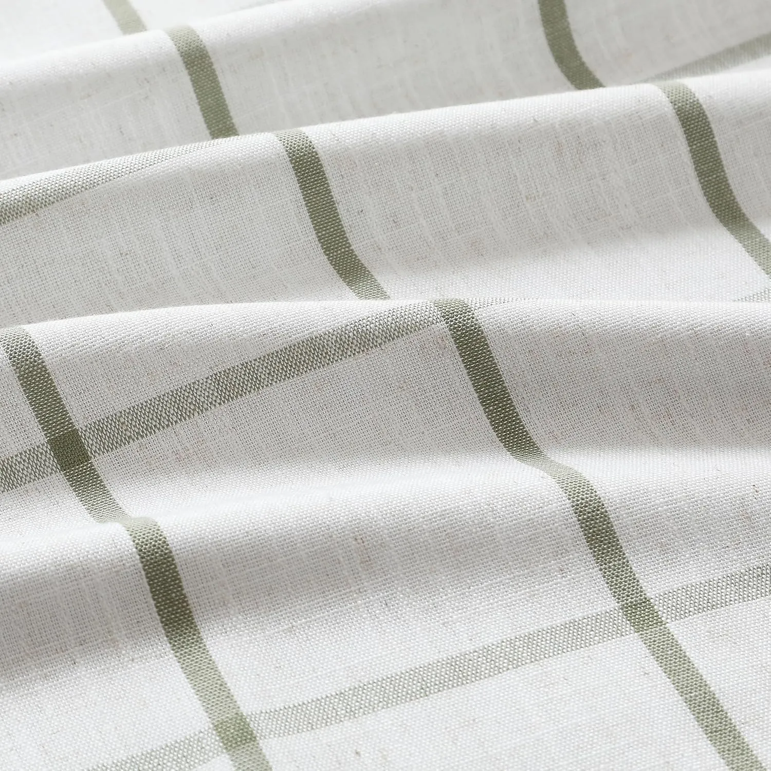 Vision Home Sage Green Plaid Linen Pinch Pleated Full Blackout Curtains Checkered Thermal Insulated Window Panels 95 inch for Bedroom Living Room Darkening Rustic Pleat Drapes with Hooks 40" Wx95 Lx2