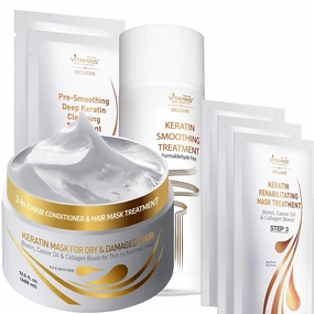 Vitamins hair cosmetics Keratin Hair Mask & Keratin Hair Treatment Straightening Kit - Deep Conditioner Hair Mask for Thin Hair - Straightener Smoothing Set - Keratina para Alisar el Pelo sin Formol