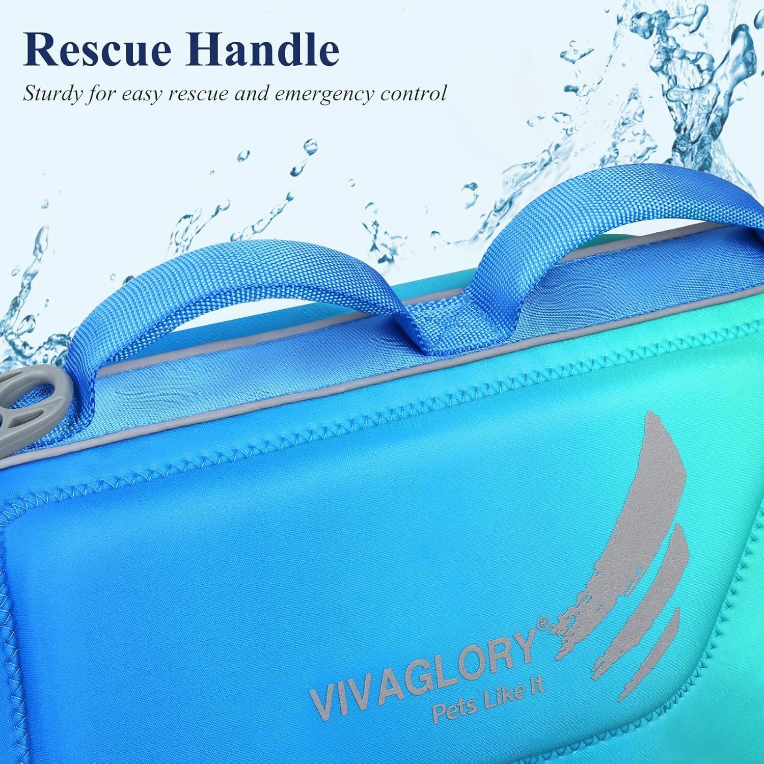 VIVAGLORY Lightweight Dog Life Jacket, Pet Life Preserver Life Vest Skin-Friendly Neoprene for Large Dogs with D-Ring and Quick Release Buckle, Turquoise