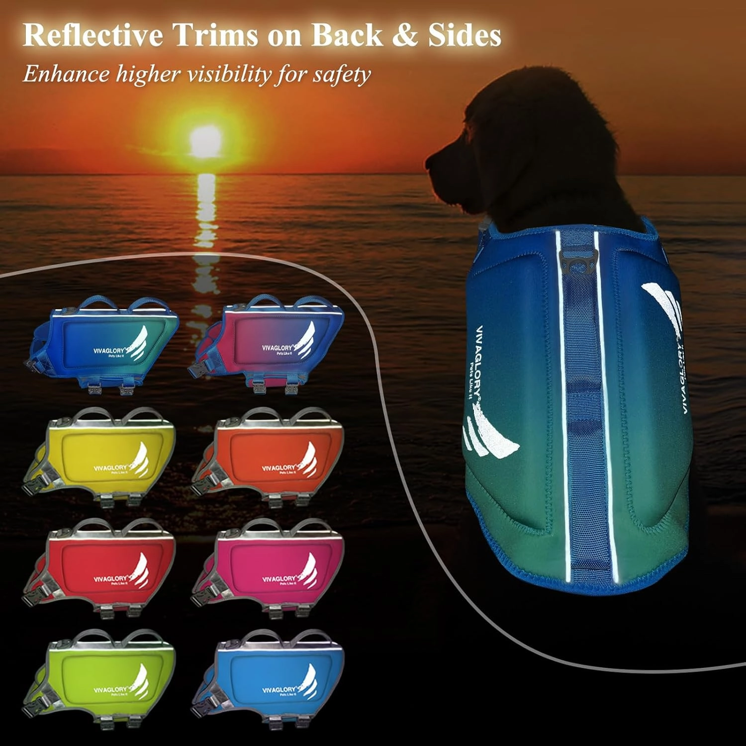 VIVAGLORY Lightweight Dog Life Jacket, Pet Life Preserver Life Vest Skin-Friendly Neoprene for Large Dogs with D-Ring and Quick Release Buckle, Turquoise