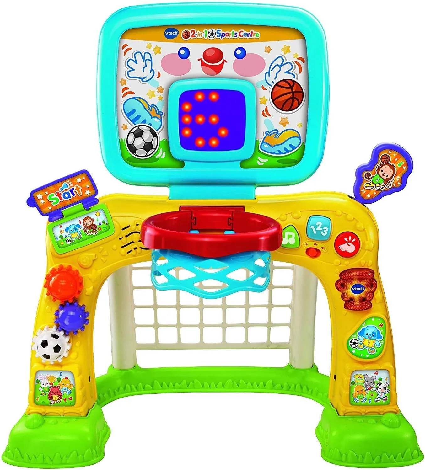 VTech 3-in-1 Sports Centre, Baby Interactive Toy with Colours and Sounds, Learning with Role-Play, Suitable for Baby Boys & Girls from 12 to 36 Months (Yellow/Blue), English Version, 66x58x44 cm