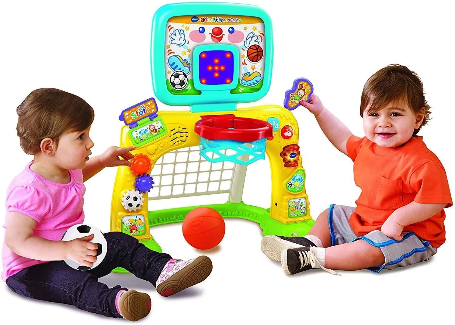 VTech 3-in-1 Sports Centre, Baby Interactive Toy with Colours and Sounds, Learning with Role-Play, Suitable for Baby Boys & Girls from 12 to 36 Months (Yellow/Blue), English Version, 66x58x44 cm