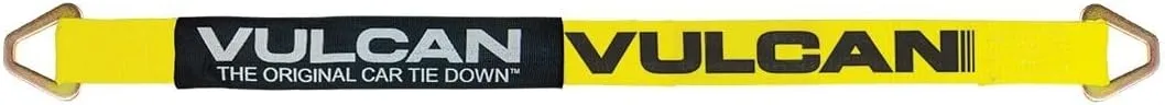 VULCAN Car Tie Down Axle Strap with Wear Pad - 2 Inch x 36 Inch - 4 Pack - Classic Yellow - 3,300 Pound Safe Working Load