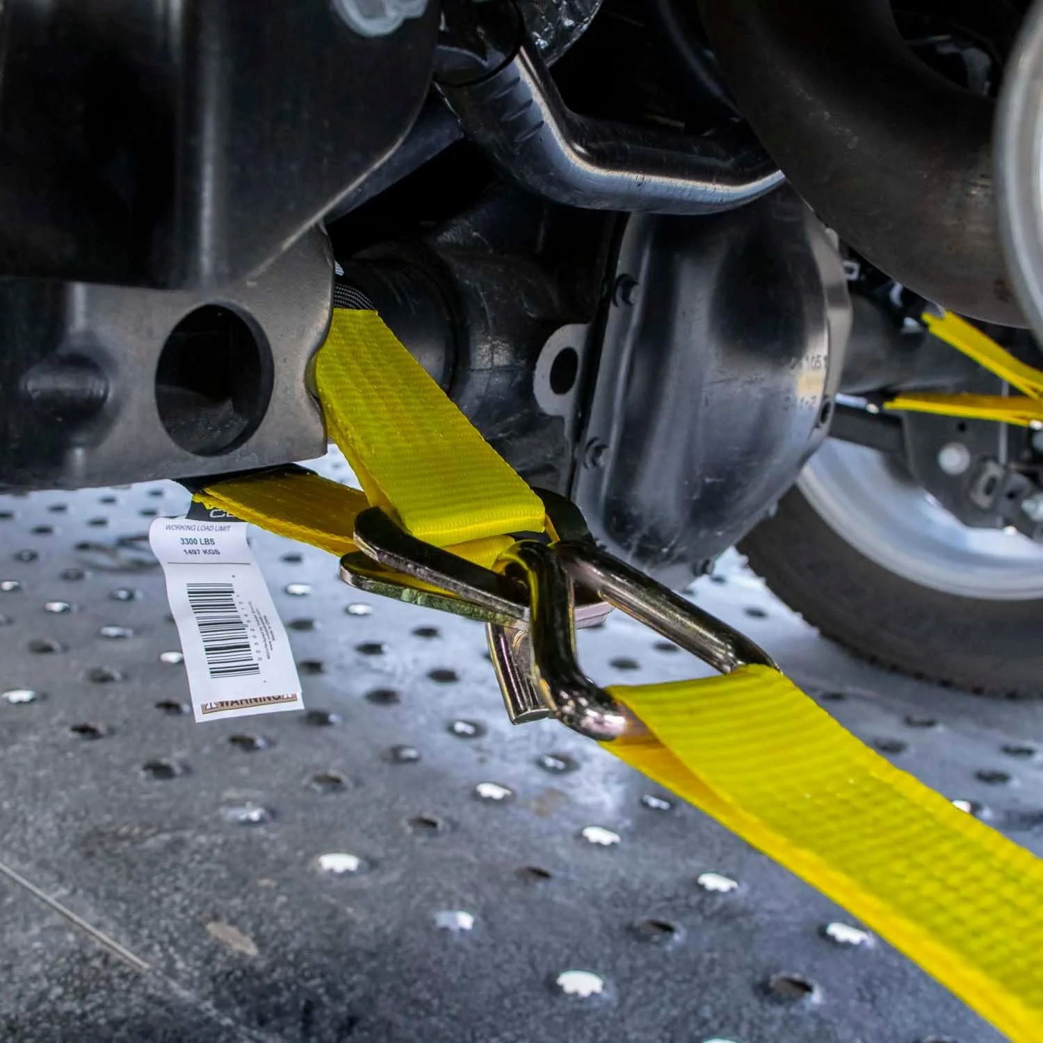 VULCAN Tie Down Axle Straps with Wear Pad - 4 Pack - Classic Yellow - 3,300 Pound Safe Working Load