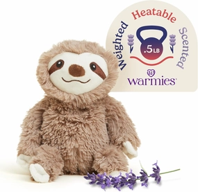warmies Junior Microwavable & Weighted Stuffed Animals, Sloth - Heated Stuffed Animal Plushie for Warmth & Comfort - Cute Soft Plush Toys for Adults & Children (Boys, Girls, Babies & Toddlers)