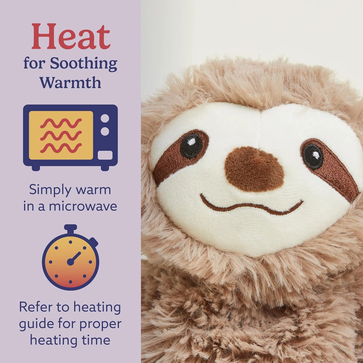 warmies Junior Microwavable & Weighted Stuffed Animals, Sloth - Heated Stuffed Animal Plushie for Warmth & Comfort - Cute Soft Plush Toys for Adults & Children (Boys, Girls, Babies & Toddlers)