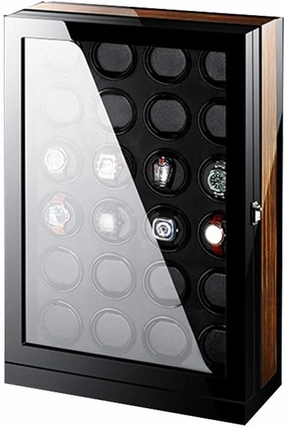 Watch Winder Touch Display Japan Silent Motor Wood Piano Finish Automatic Box Winding Spaces with LED Elegant Showcase Watch Winder Storage Display Box (A 24 0)