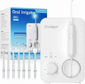 Water Dental Flosser - 3 Modes Teeth Cleaner, 10 Pressures Waterproof Oral Irrigator, 600ML Countertop Water Dental Flosser, 7 Water Tips for Whole Family