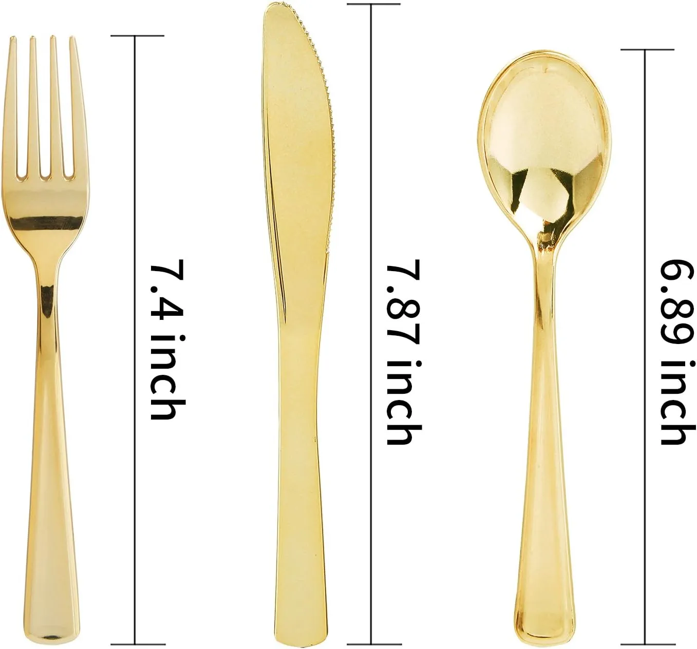 WDF300 Pieces Gold Plastic Silverware - Heavy Duty Disposable Gold Cutlery Set Plastic Gold Silverware Set Plastic Includes 100 Forks, 100 Spoons, 100 Knives for Party