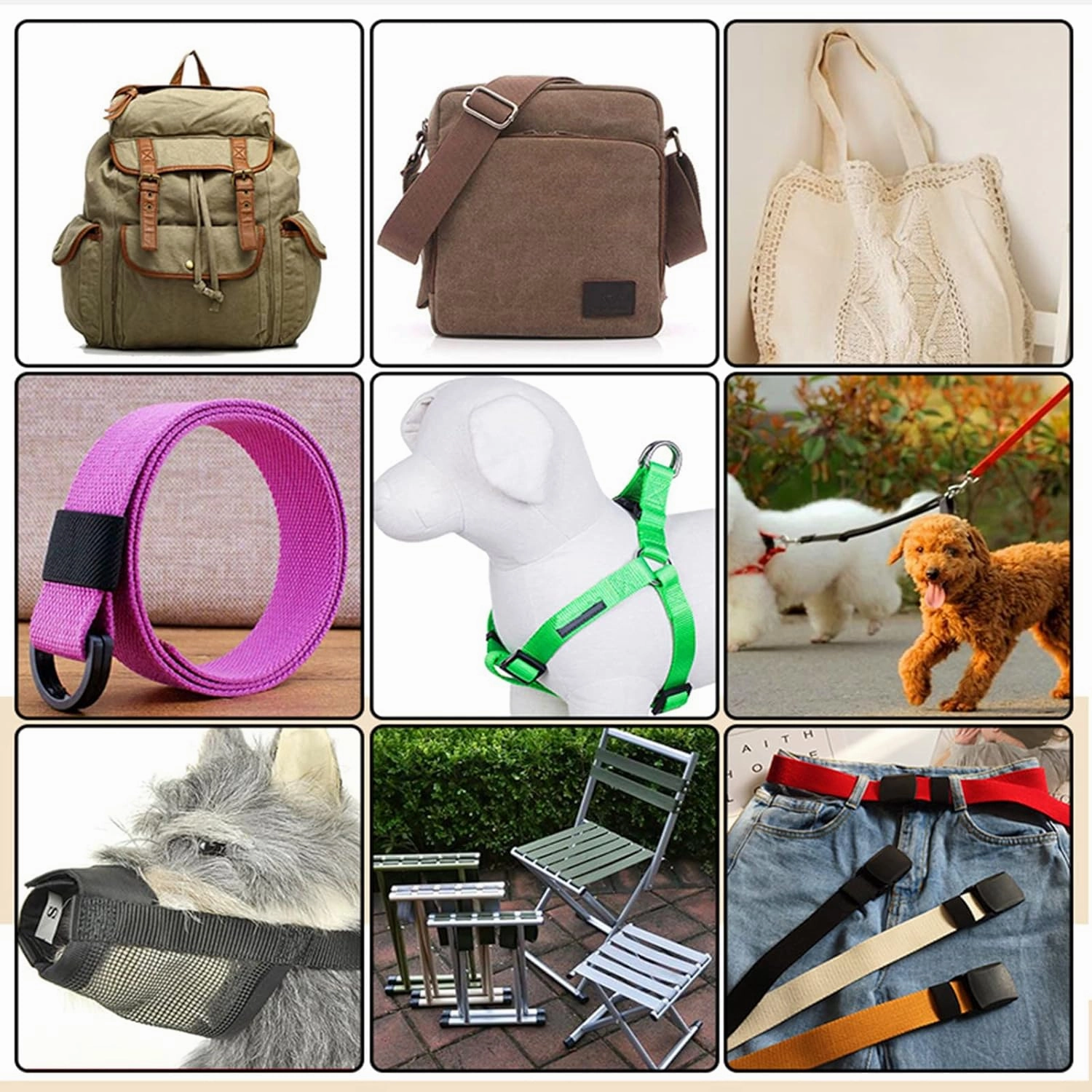 Webbing Strap, Upholstery Cotton Webbing for Bag Straps Rucksack Backpacks Luggage Cargo Strapping Belts, 10 Yards/lot