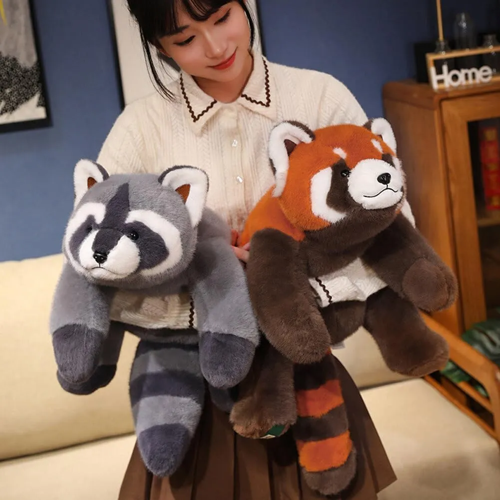 Weighted Raccoon Stuffed Animals,17 Inch Soft Raccoon Plush Toys Cute Raccoon Cuddly Body Pillow Hug Sleeping Fluffy Wild Animal Toys Bed Decor Plushie Doll Gift for Birthday Kids Girls Boys